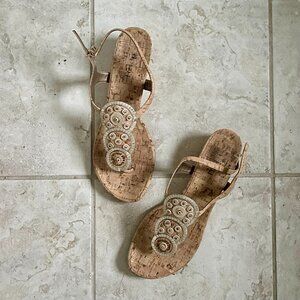 Vaneli Kalinda Natural Cork Sandals, Size 12